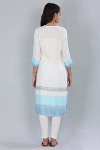 White &amp; Blue Striped kurta