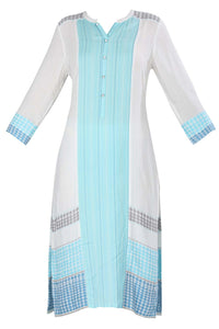 White &amp; Blue Striped kurta