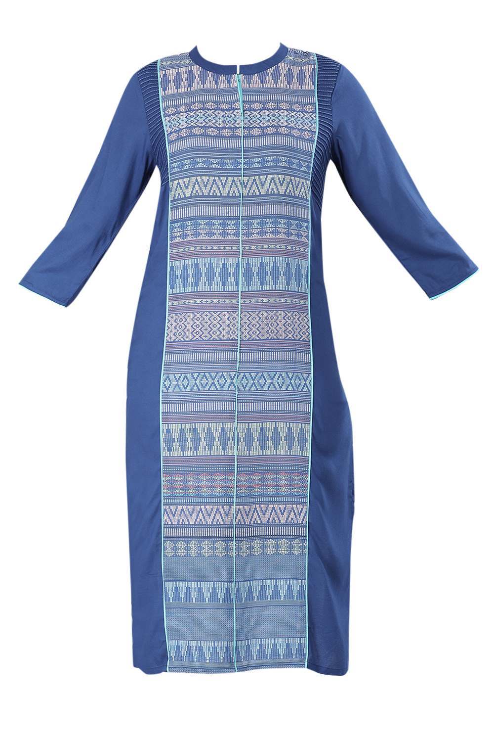 Blue Mandarin Neck Printed kurta