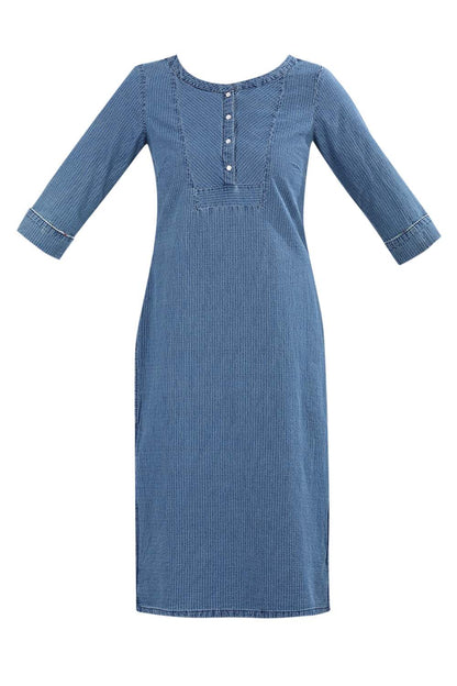 Blue Round Neck Solid kurta