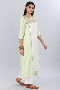 Green Printed Asymmetrical kurta