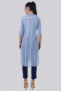 Blue Striped Mandarin Neck kurta