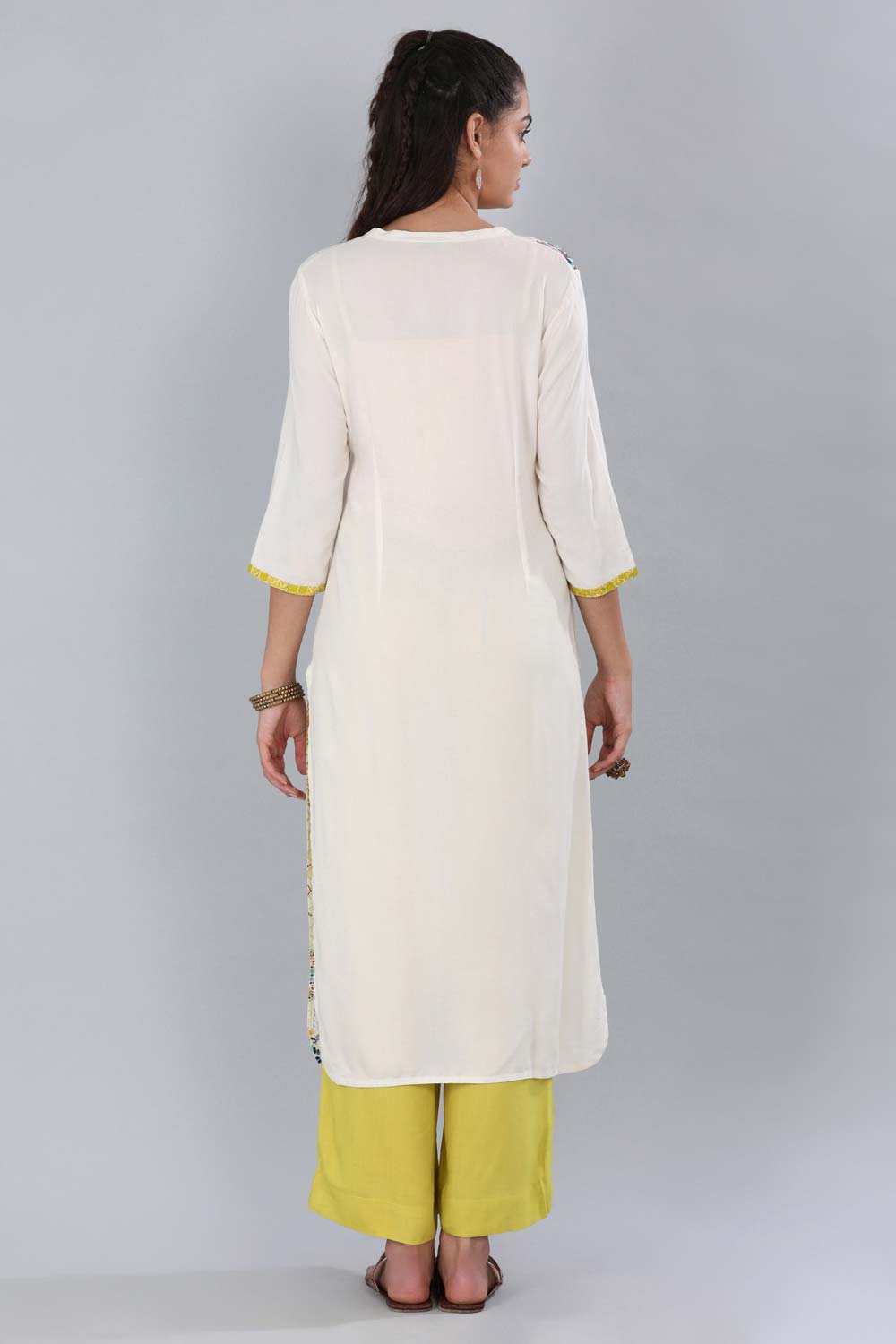 White Mandarin Neck Printed kurta