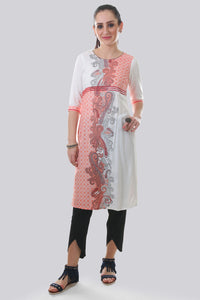 Pink Round Neck Printed kurta