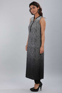 Black Mandarin Neck Ombre Dyed kurta