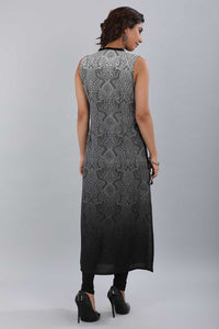 Black Mandarin Neck Ombre Dyed kurta