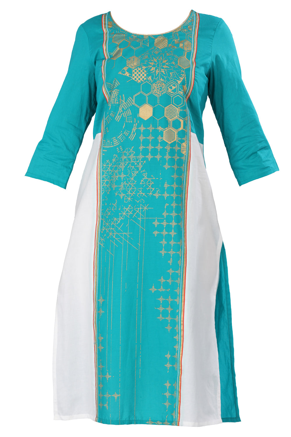 Green Round Neck Printed kurta