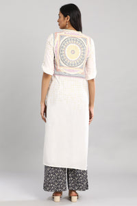 White Printed Straight kurta