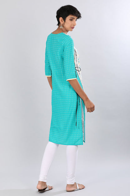 Green Round Neck Floral Print kurta