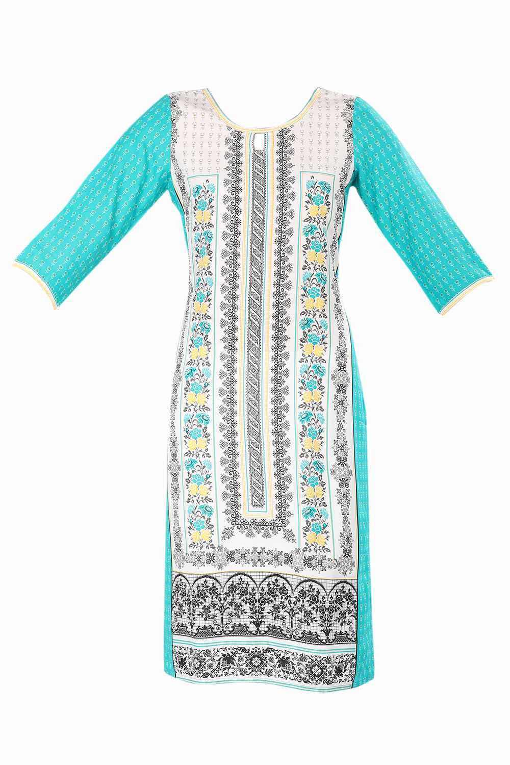 Green Round Neck Floral Print kurta