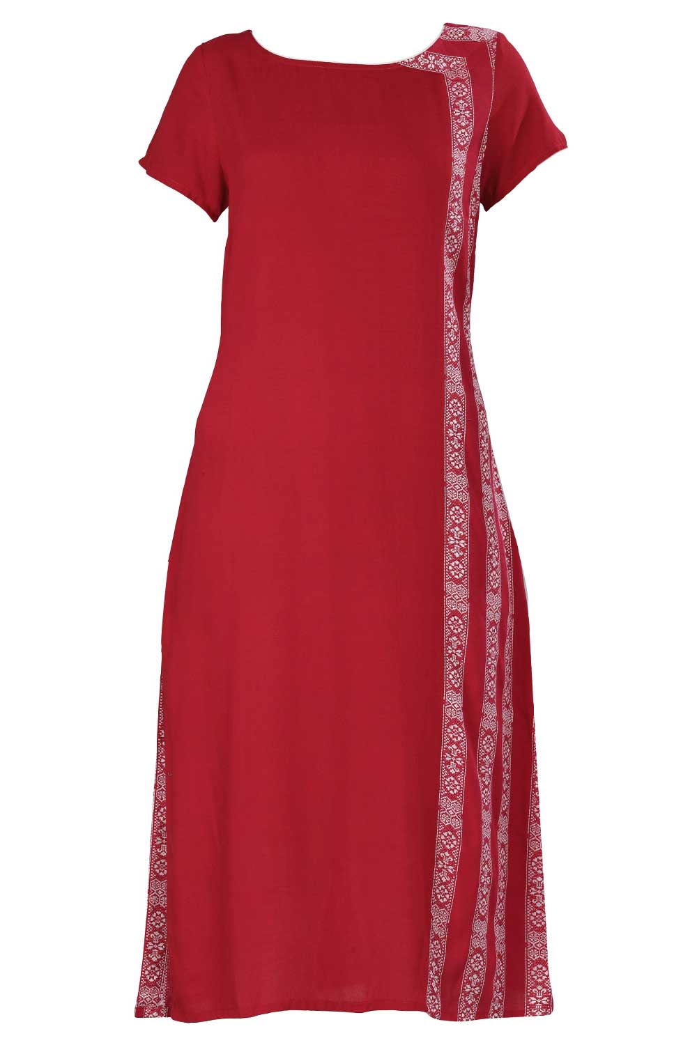 Red Round Neck Printed kurta
