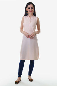 Pink Mandarin Neck Solid kurta