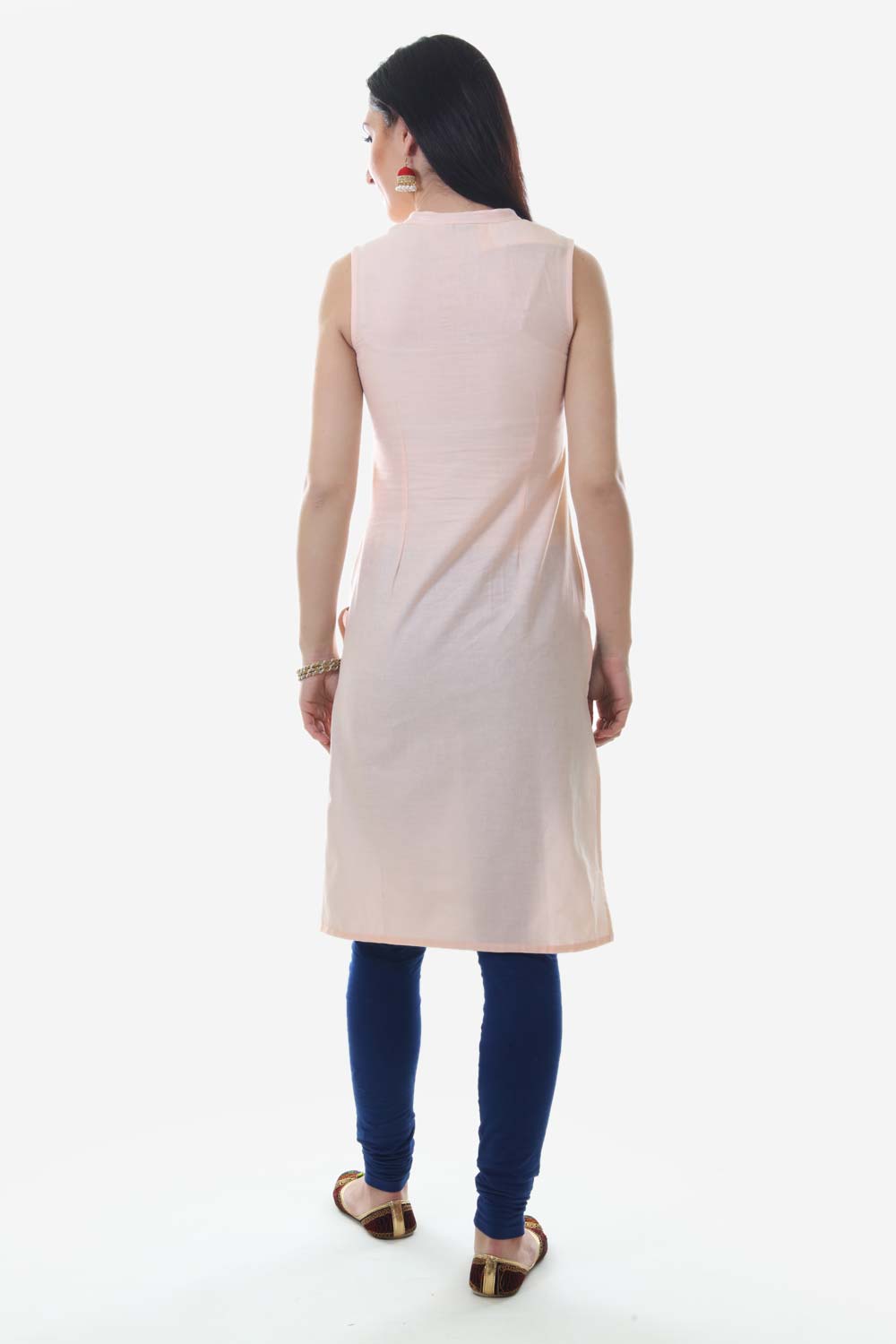 Pink Mandarin Neck Solid kurta