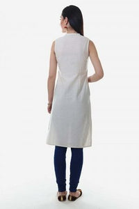 Cream Mandarin Neck Solid kurta