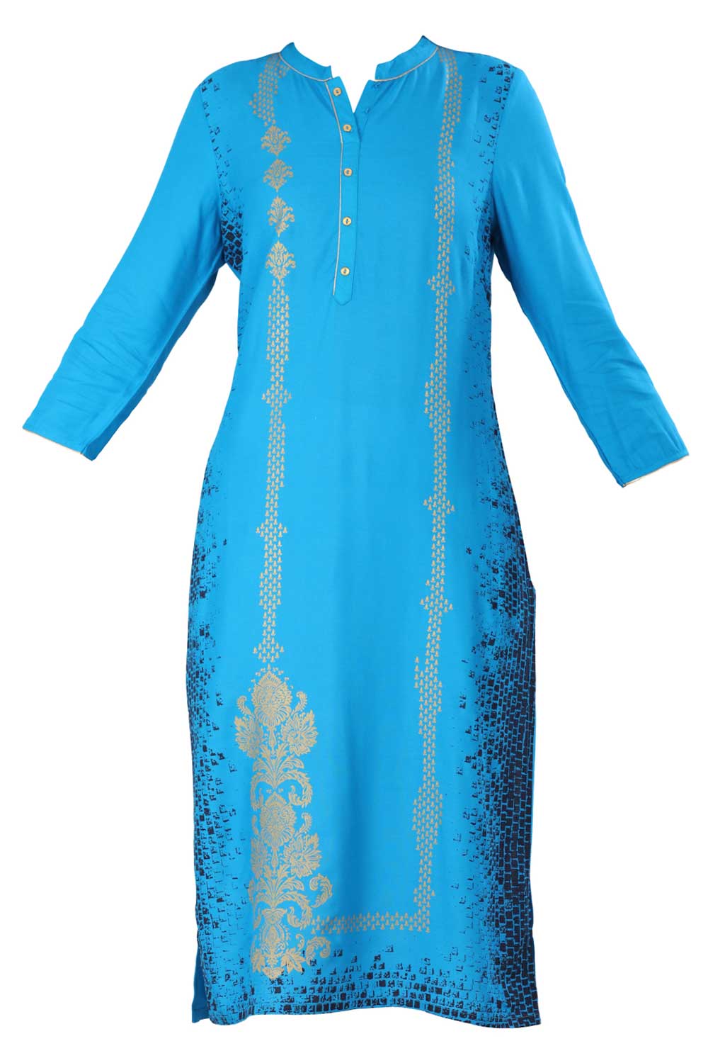 Blue Mandarin Neck Printed kurta