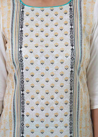 White Printed Round Neck kurta