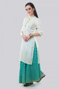 Cream Mandarin Neck kurta