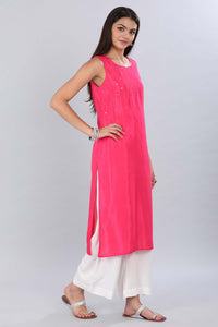 Pink Round Neck Glittery kurta