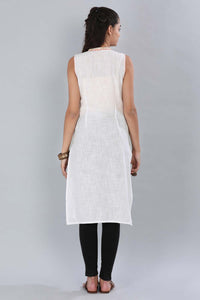 White Mandarin Neck Printed kurta