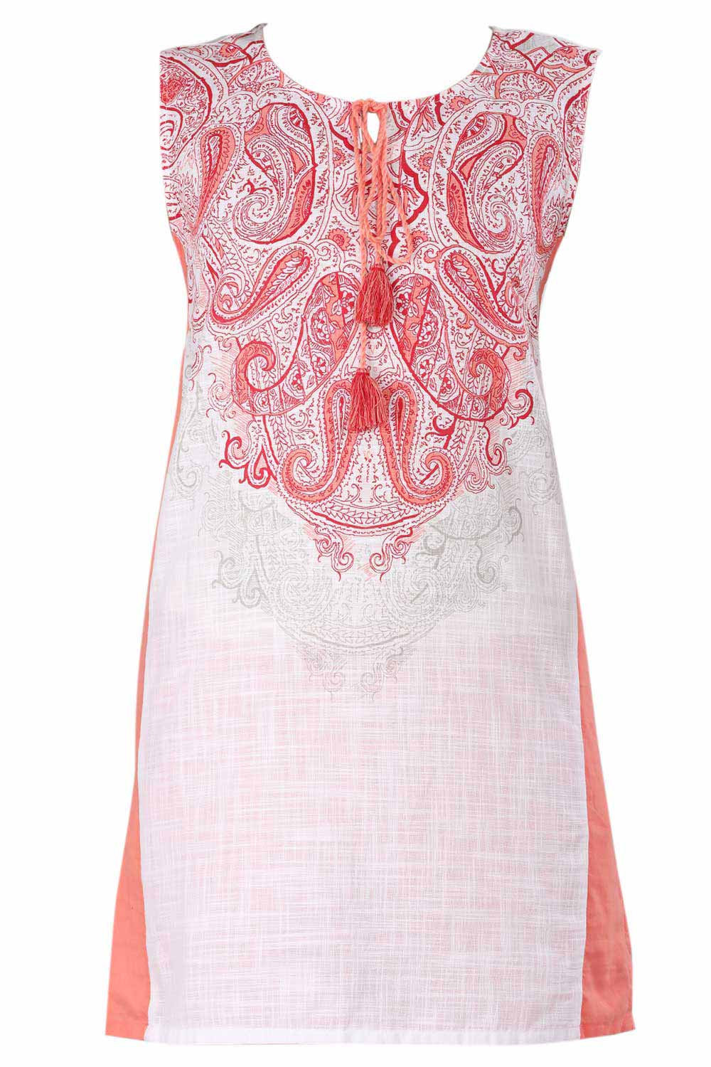 Pink Round Neck Tie-Up kurta