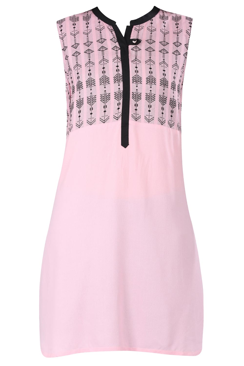 Pink Mandarin Neck Printed kurta