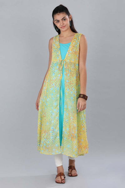 Yellow Printed Gillet