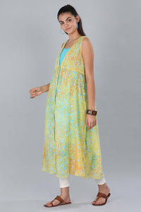 Yellow Printed Gillet