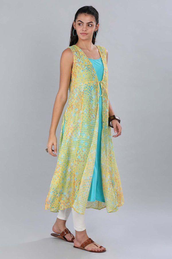 Yellow Printed Gillet