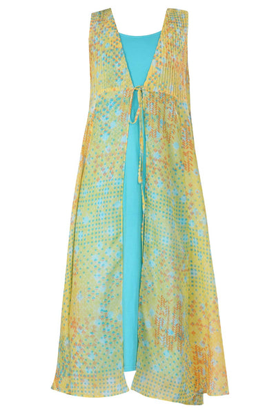 Yellow Printed Gillet