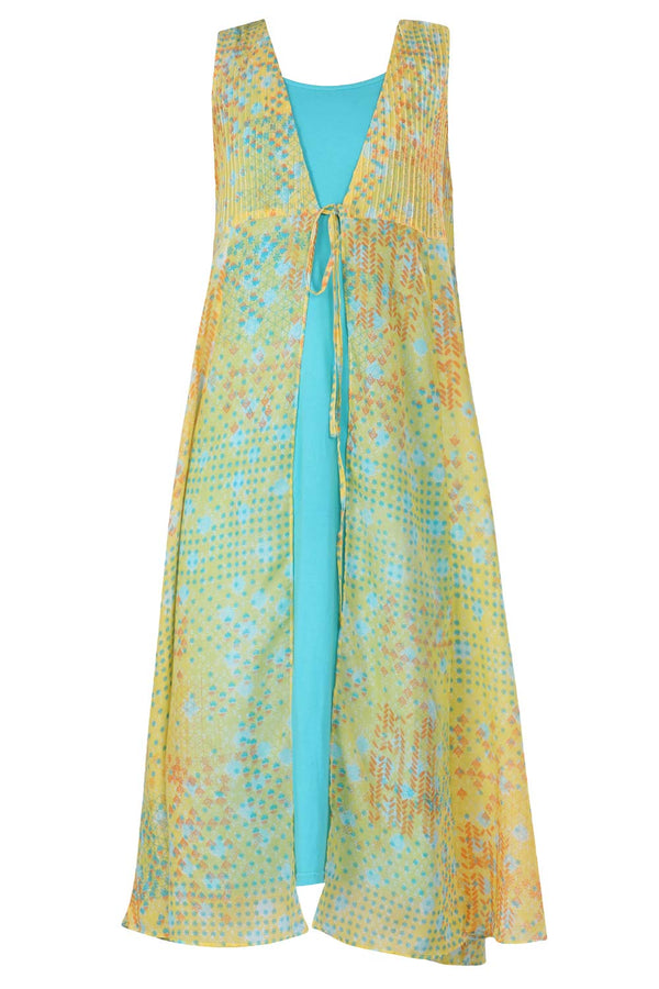 Yellow Printed Gillet