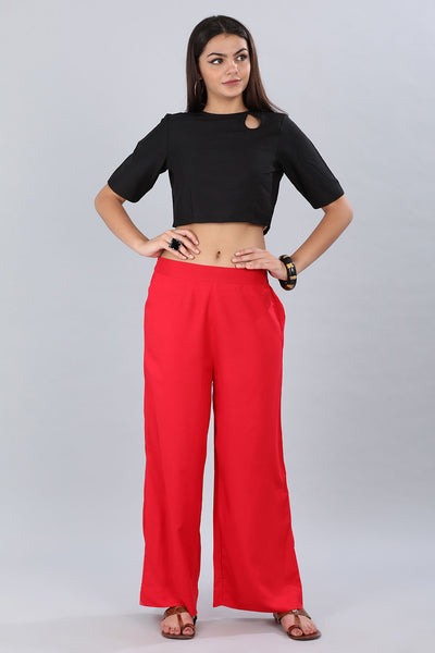 Red Straight Palazzo