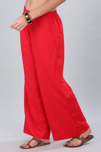 Red Straight Palazzo