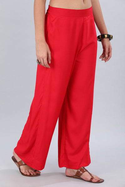 Red Straight Palazzo