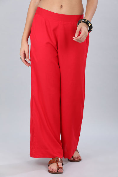Red Straight Palazzo