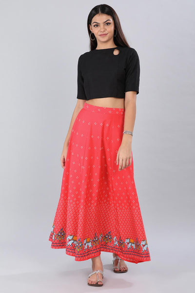 Red Printed Skirt