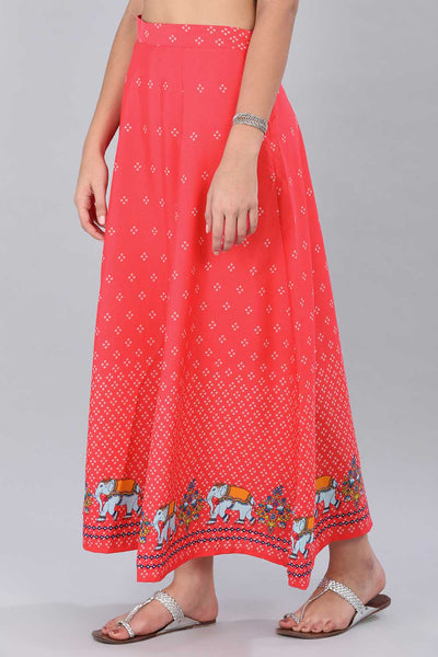 Red Printed Skirt