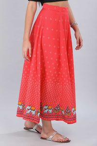 Red Printed Skirt