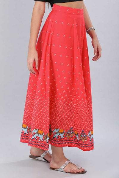 Red Printed Skirt