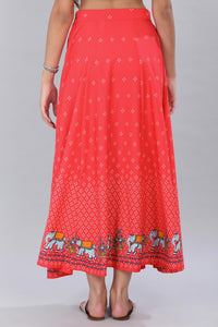 Red Printed Skirt