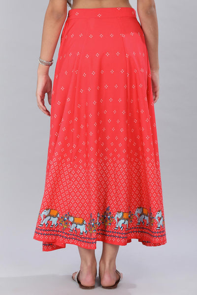 Red Printed Skirt