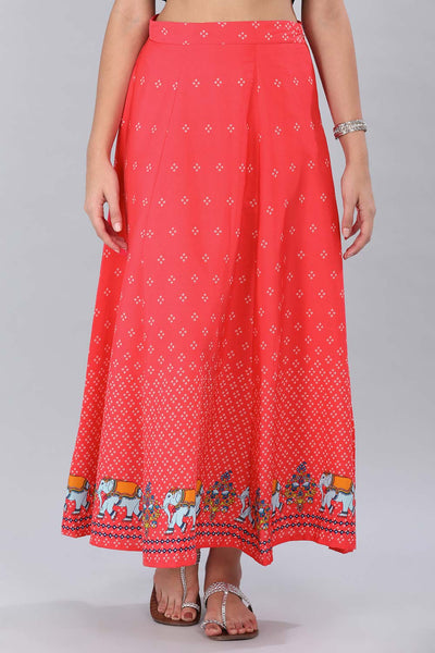 Red Printed Skirt