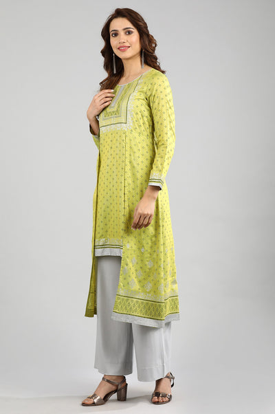 Green Round Neck Layered kurta