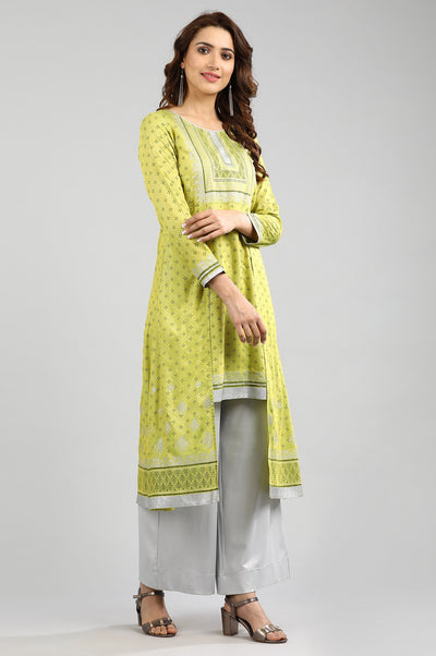 Green Round Neck Layered kurta