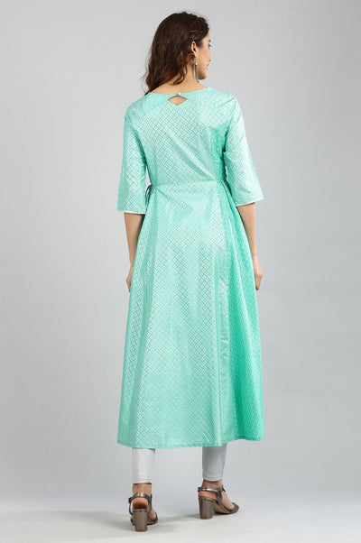Green Round Neck Yarn-dyed kurta