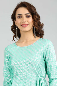 Green Round Neck Yarn-dyed kurta