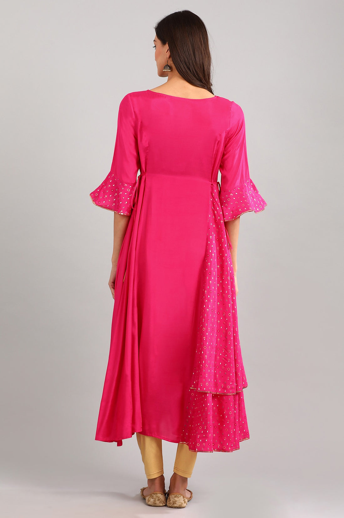 Pink Round Neck printed kurta