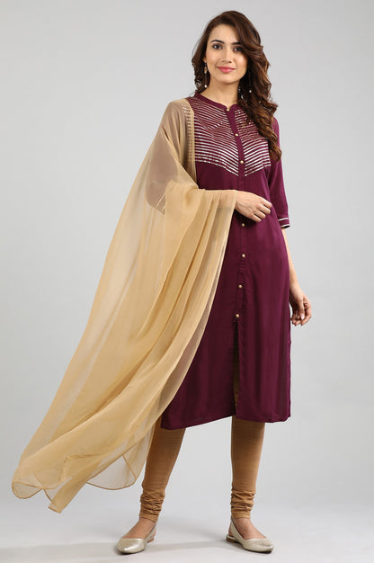 Wine Band Collar Solid kurta