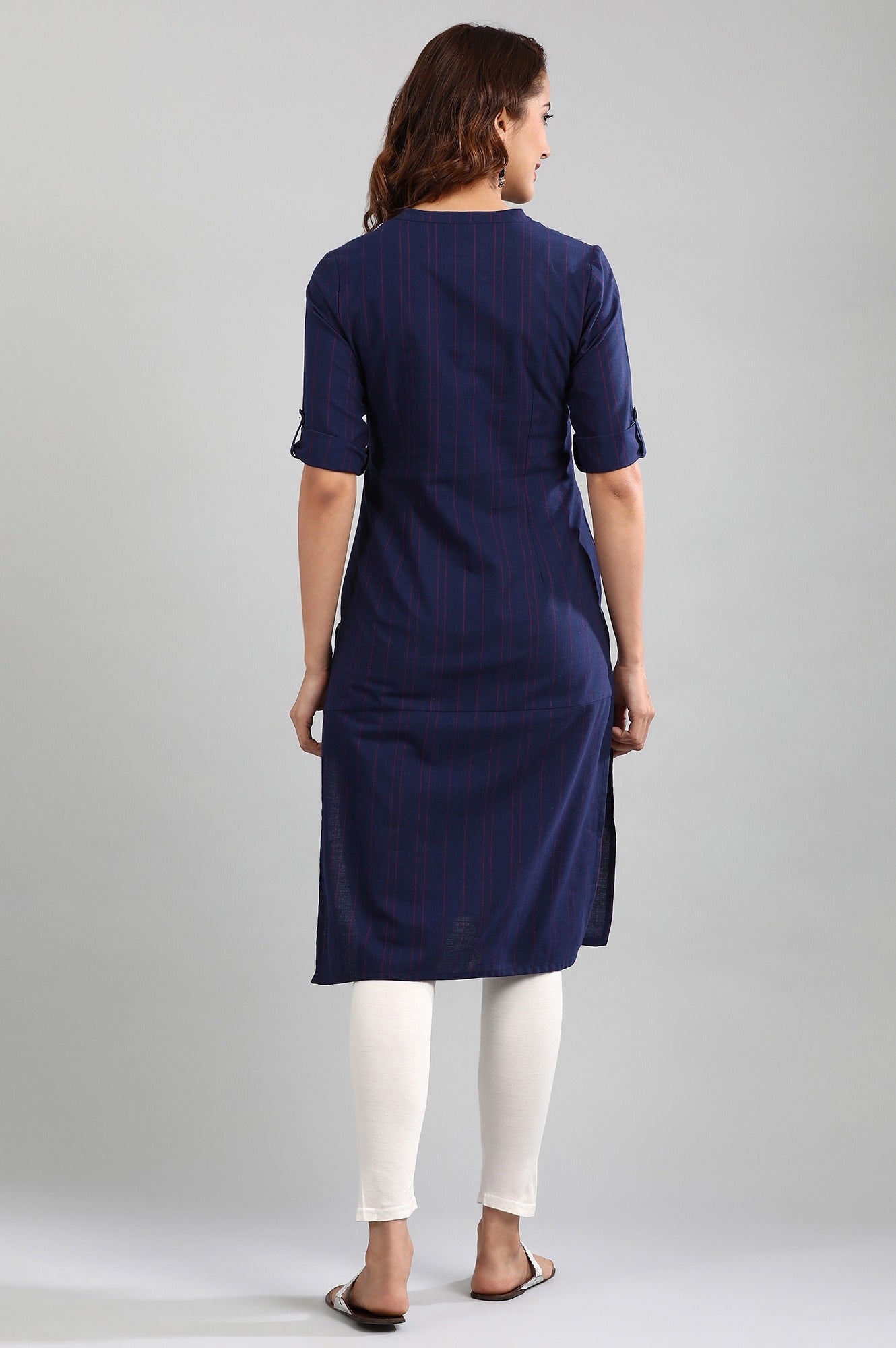 Blue Band Collar Yarn-dyed kurta