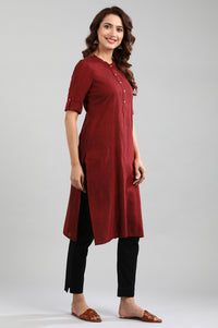 Red Band Collar Yarn-dyed kurta