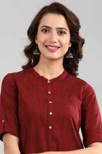 Red Band Collar Yarn-dyed kurta